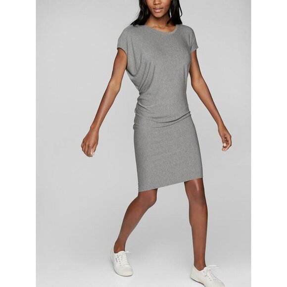 Athleta Grey Draped Crew Travel Resort Dress S NWOT - Picture 1 of 7